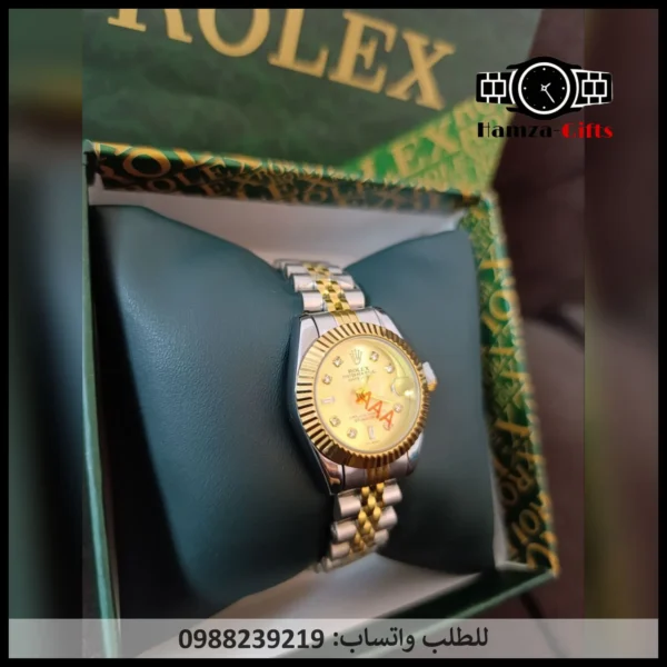 ⁦ساعة رولكس نسائي ديت جست مينا ذهبي سير فضي وذهبي⁩ - الصورة ⁦2⁩