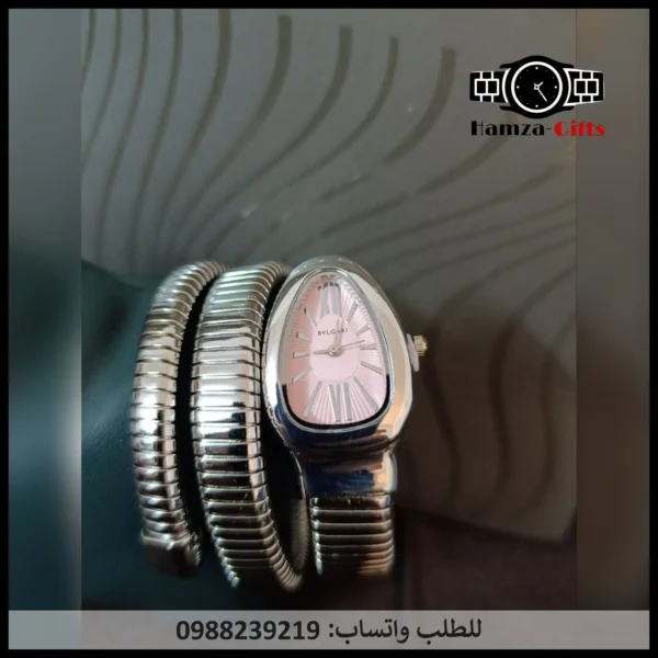 ساعة بولغاري ثعبان فضي